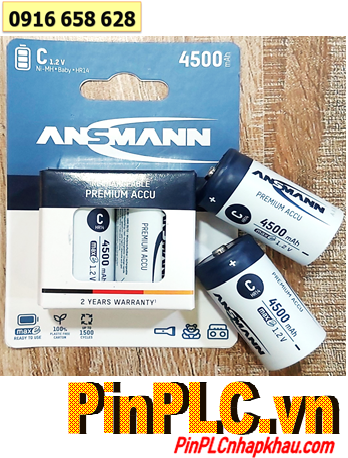 Ansman C4500mAh HR14; Pin sạc C 1.2v Ansman C4500mAh HR14 Mignon chính hãng (Loại vỉ 2viên)